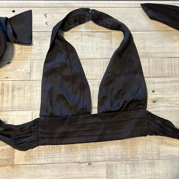 Zara Tops - ZARA women’s Satin effect HALTER TOP XS CAN FIT SMALL black summer beach Deep V